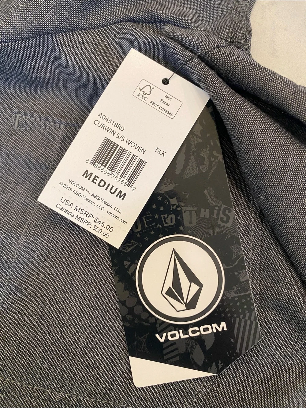 Volcom Modern Fit grey button down -M